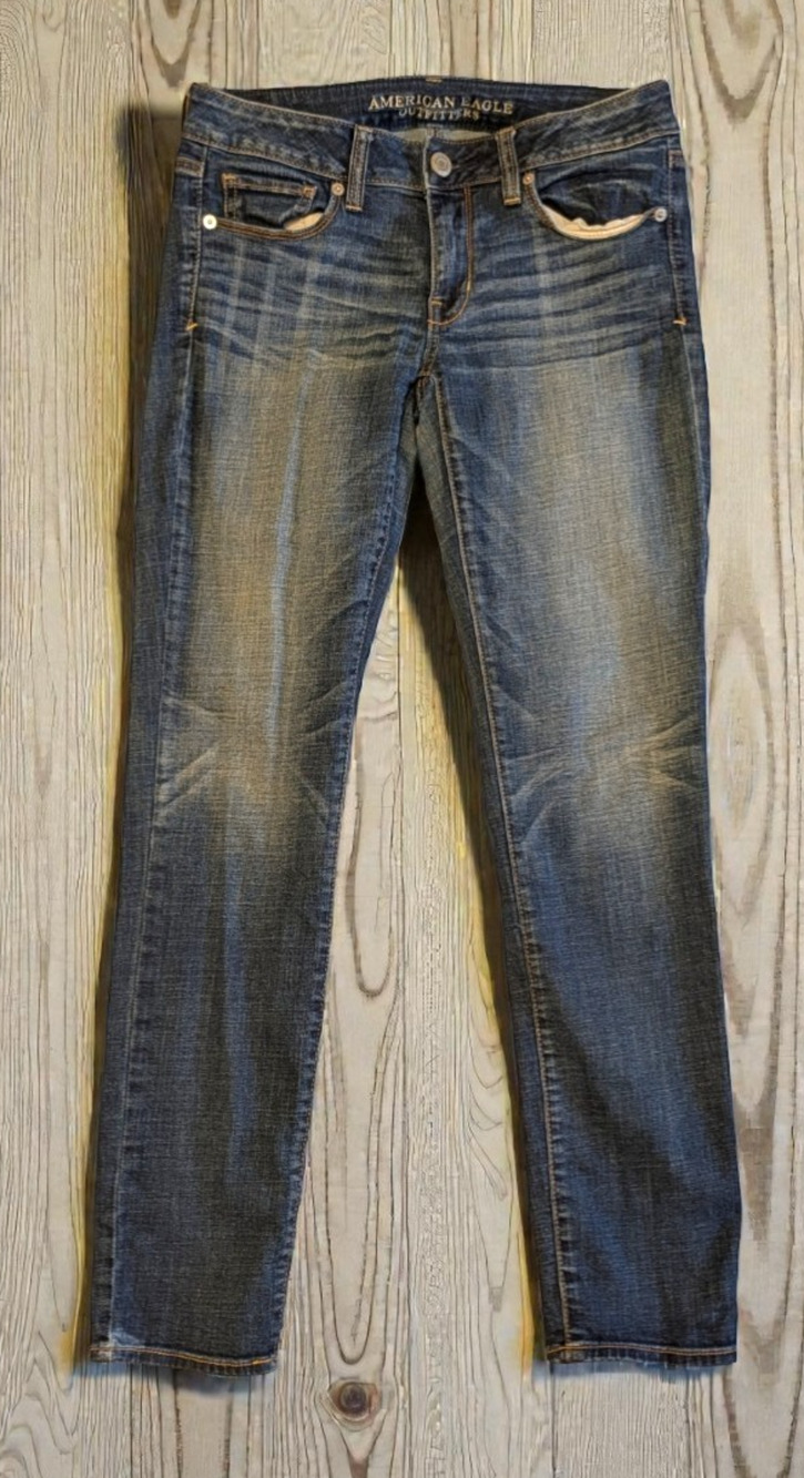 American Eagle Womens Jeans Size 6 Skinny Super Stretch 30x30 Mid Rise